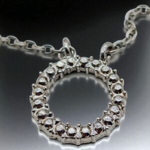 Elegant Circle Wreath Silver Pendant 20 In Necklace Costume
